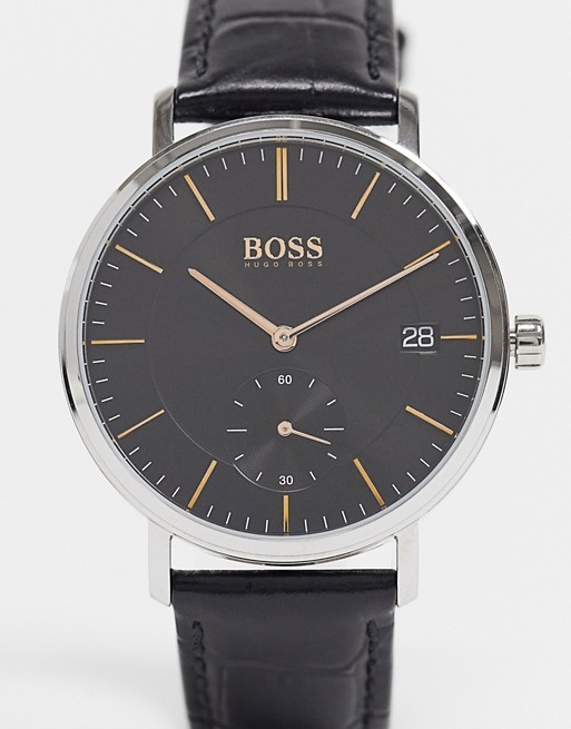 Hugo Boss talent watch with black leather strap