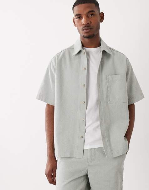 Hugo Boss - Turkis denimskjorte med korte ærmer og knapper - Del af sæt - view 1