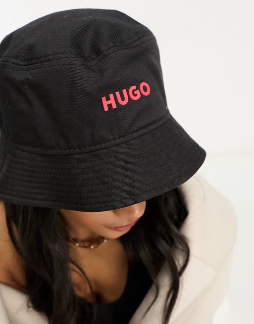 HUGO Cotton-twill Fisherman's Cap With Red Logo Label in Black for Men