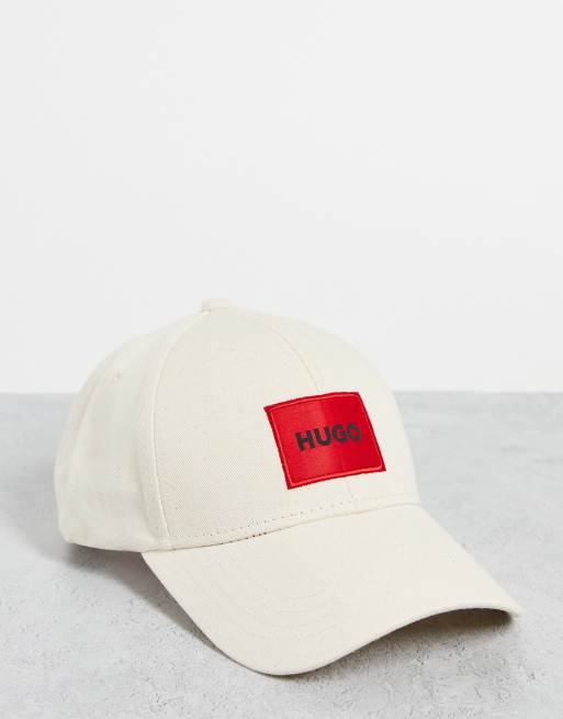 Hugo box logo cap in stone | ASOS
