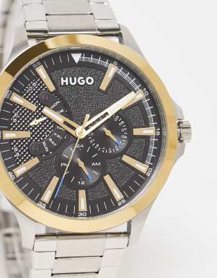 Hugo bracelet watch with black dial in silver/gold 1530174 - ASOS Price Checker