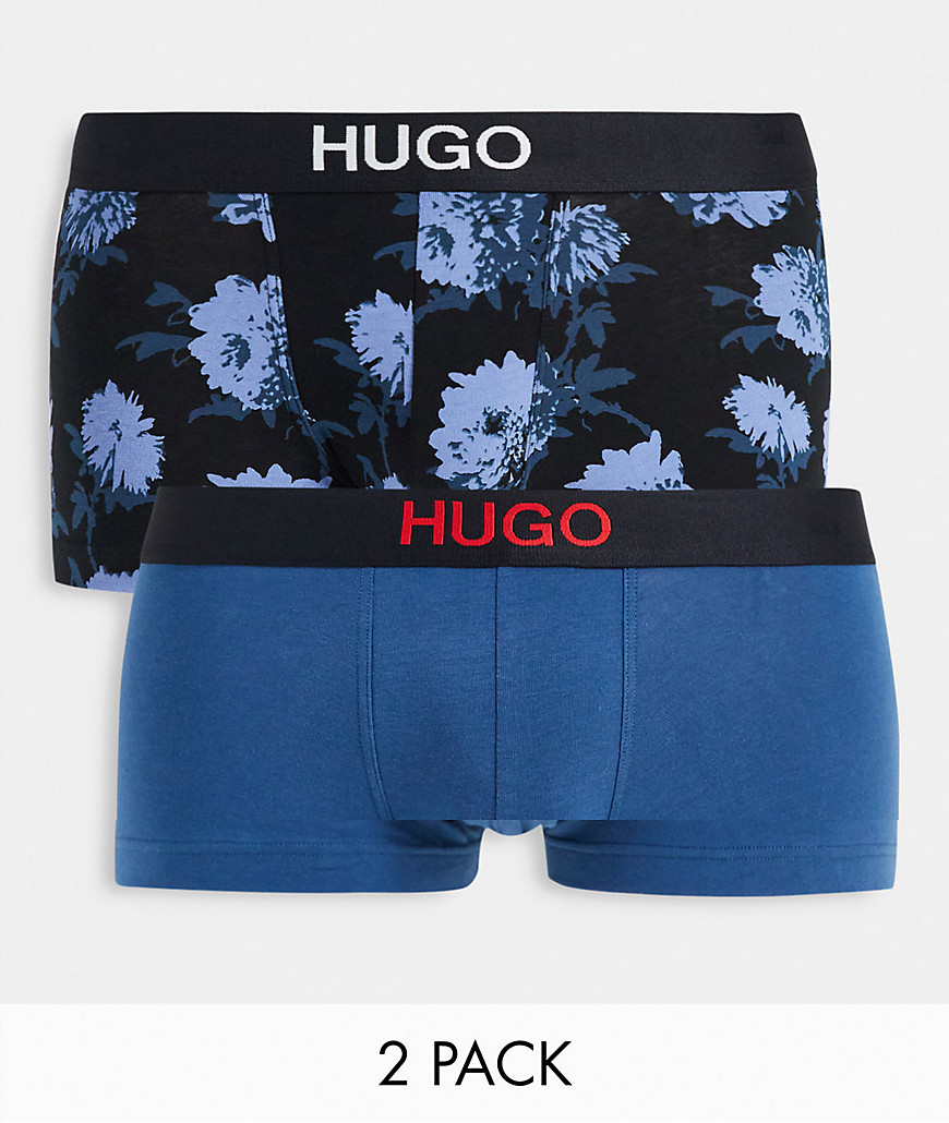 HUGO - Brother - Set van 2 boxershorts in blauw/met bloemen
