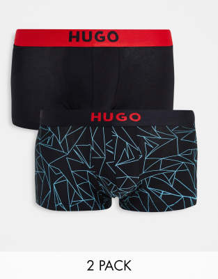 HUGO Herren Boxershorts Zweier-Pack – Aus Stretch-Baumwolle, Mit Logo-Bund, Mittlere Bundhöhe