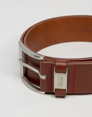 Hugo Boss Leather Connio Belt In Tan | ASOS
