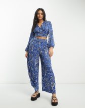 Raga Flores cropped tie waist top co-ord in multi | ASOS