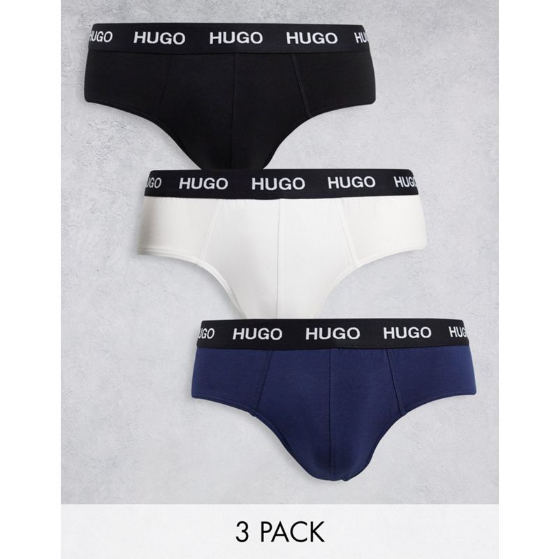  Designer Hugo - Confezione da 3 slip color nero, bianco e blu navy 