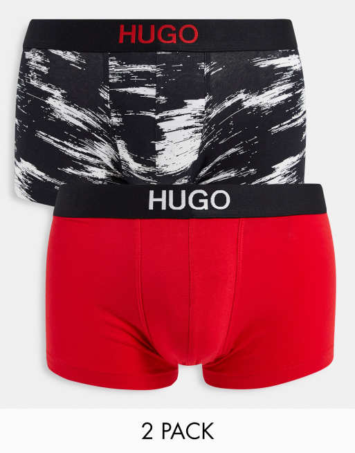 Hugo - Confezione da due paia di boxer aderenti con stampa, colore rosso