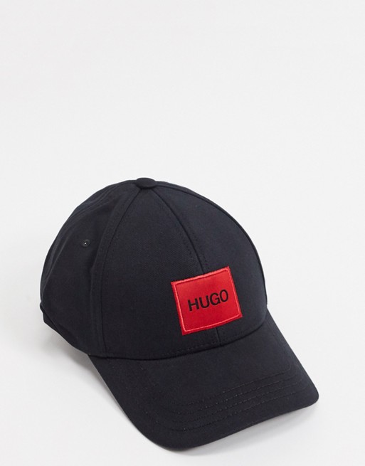 HUGO contrast box logo baseball cap in black