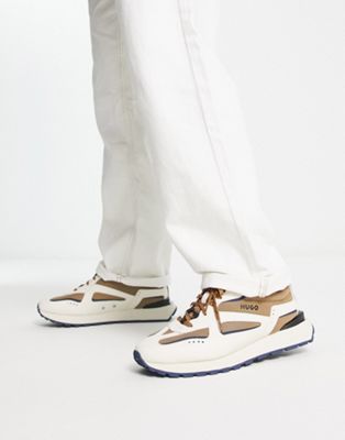 HUGO Cubite Runn sneakers in off white and beige - ASOS Price Checker
