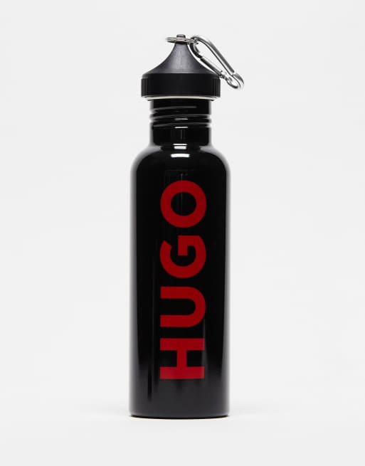 HUGO – Czarna butelka na wodę z dużym logo