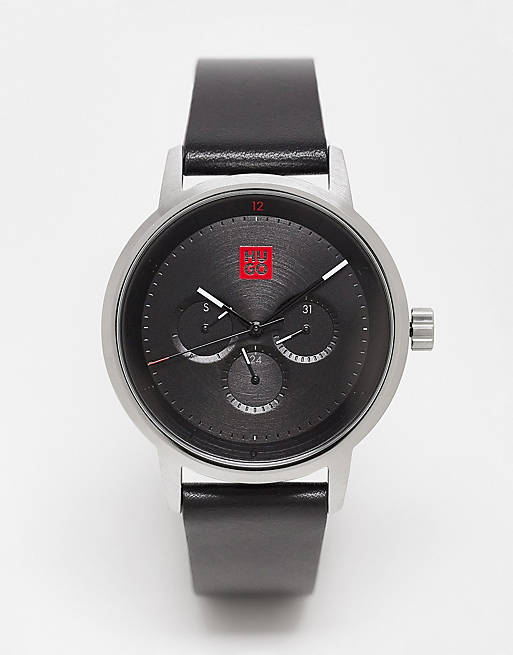 HUGO – Czarny męski zegarek skórzany 1530263