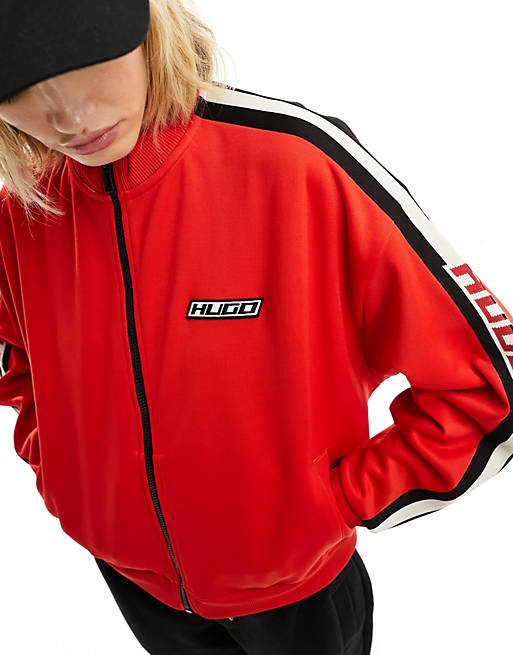 HUGO – Dagonia – Trainingsjacke mit Logo auf der Brust in Rot | ASOS