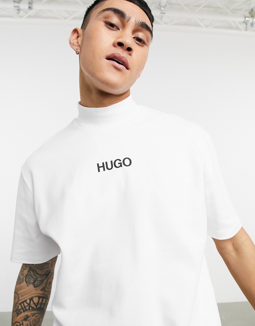 HUGO - Dakayo211 - T-shirt met opstaande boord in wit