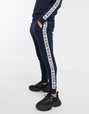 HUGO Daky taped sweatpants in navy | ASOS