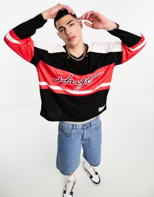 HUGO - Oversized-fit mesh sweatshirt with handwritten logo