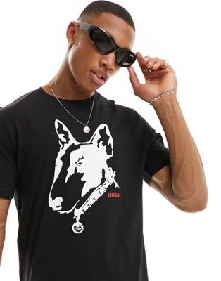 HUGO Dammock dog print t-shirt in black