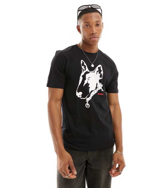 HUGO Dammock dog print t shirt in black ASOS