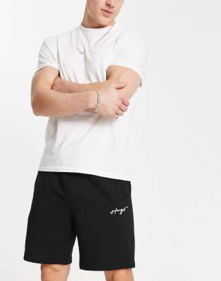 HUGO Dampinas relaxed fit jersey shorts in black - ASOS Price Checker