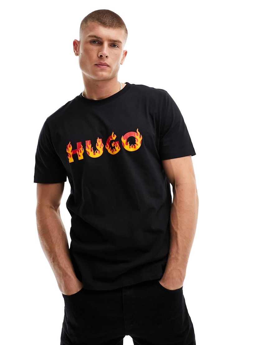 HUGO Danda flame t-shirt in black