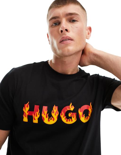 HUGO Danda flame t shirt in black