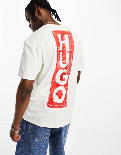 HUGO Danden back print logo relaxed fit t-shirt in pastel green