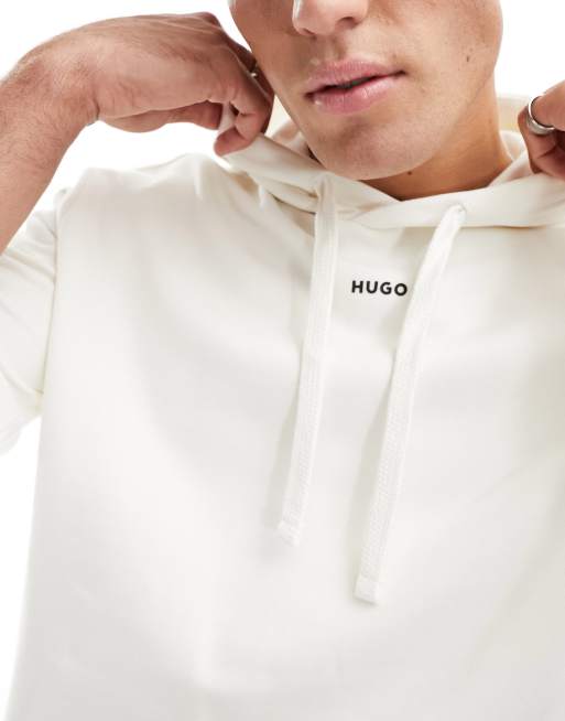HUGO - Dapo - Hvid hættetrøje i afslappet pasform, 2 af 4