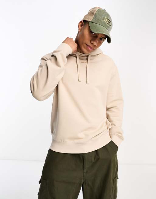 HUGO Dapo relaxed fit hoodie in light beige | ASOS