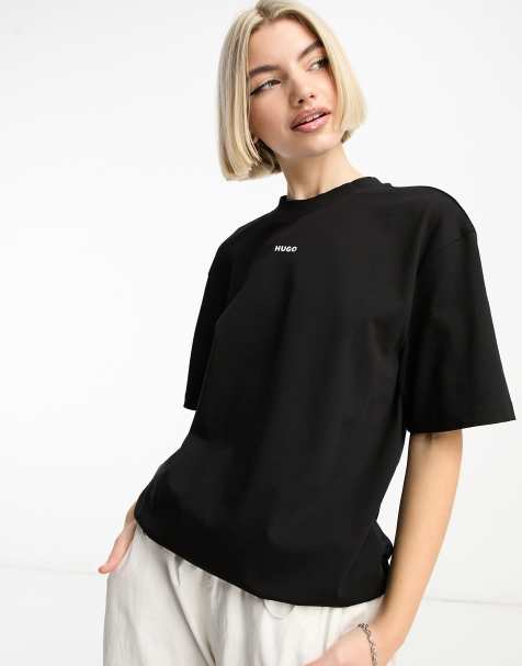 HUGO Dapolino boyfriend fit t-shirt in black - view 1