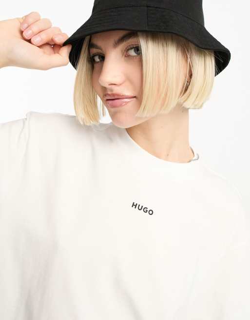 HUGO Dapolino boyfriend fit t-shirt in white, 2 of 4