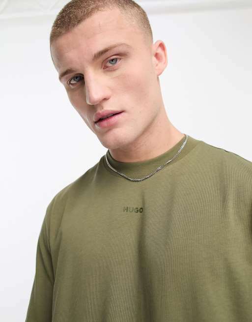 HUGO - Dapolino - Kakifarvet T-shirt i afslappet pasform