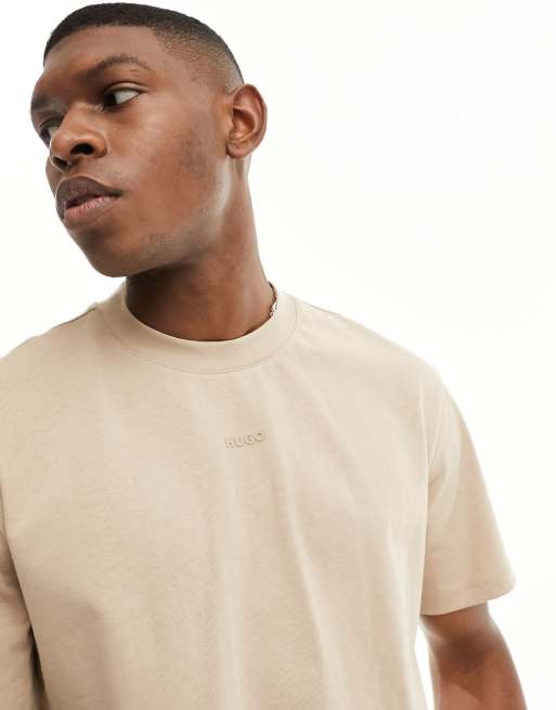 HUGO - Dapolino - Mellem beige T-shirt i afslappet pasform