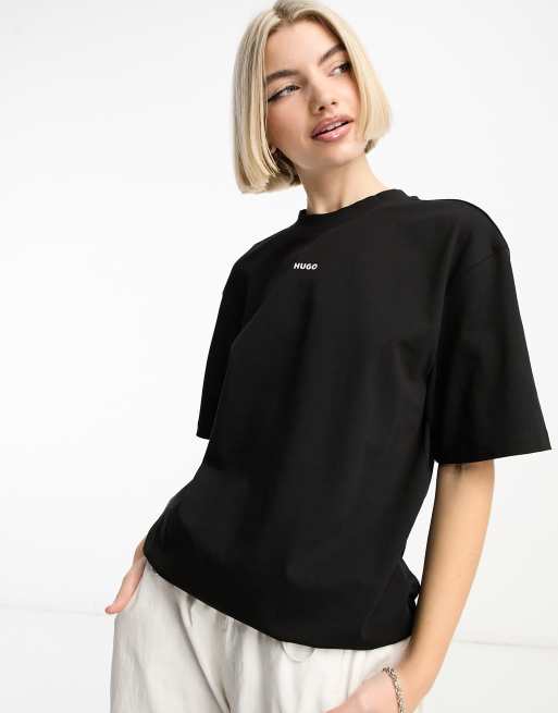HUGO - Dapolino - Sort t-shirt med boyfriend-pasform