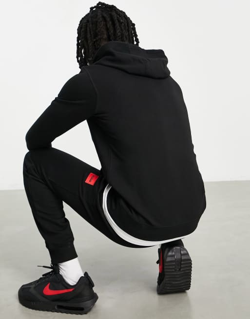Hugo Daratschi box logo hoodie in black, 2 of 4