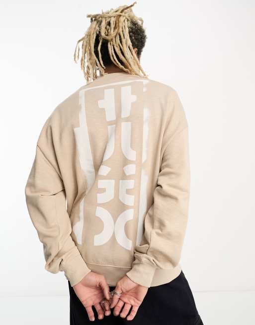 HUGO Daraz Oversize Sweatshirt in Hellbeige mit Logo ASOS