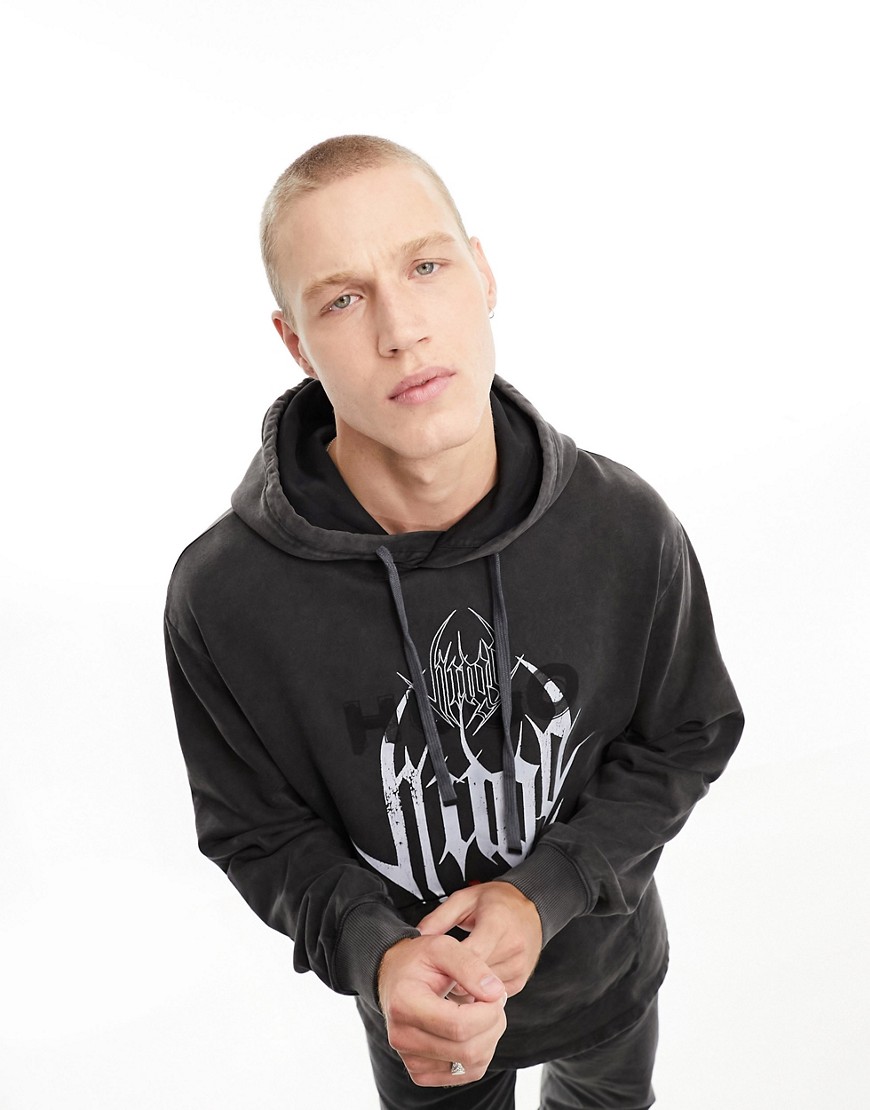 HUGO Darkop oversized graphic hoodie in dark grey