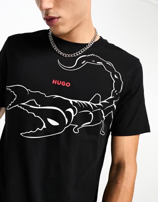 Buy Hugo Men Black Scorpio Print T-shirt for Men Online