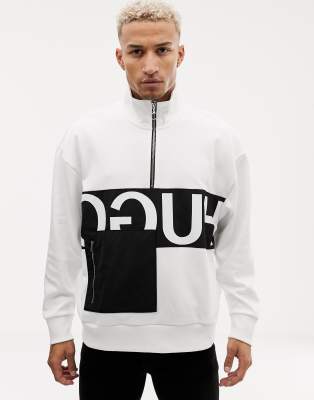 HUGO Darrius half zip reverse logo 