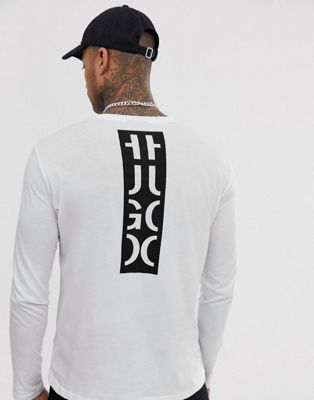 HUGO - Dasile - T-shirt met lange mouwen en logo achteraan in wit