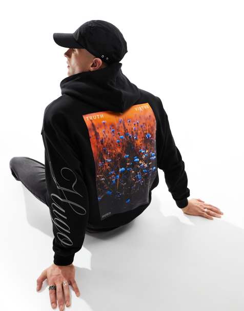 HUGO Datrol oversized hoodie in black - view 1