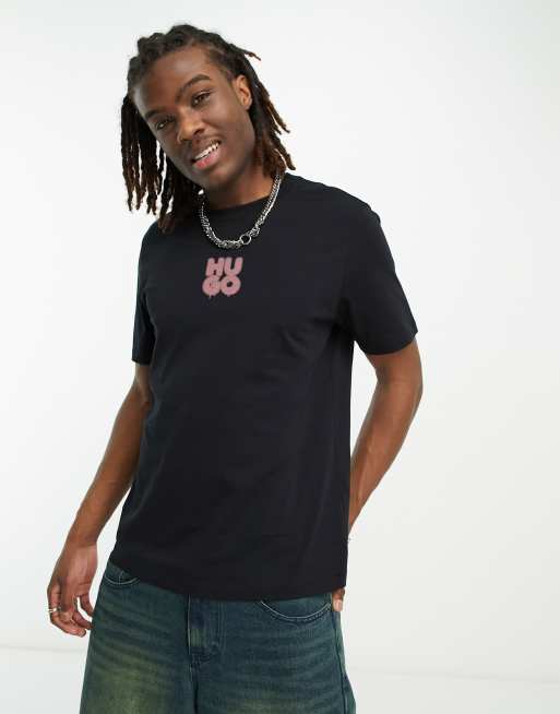 HUGO Decali logo t-shirt in black | ASOS