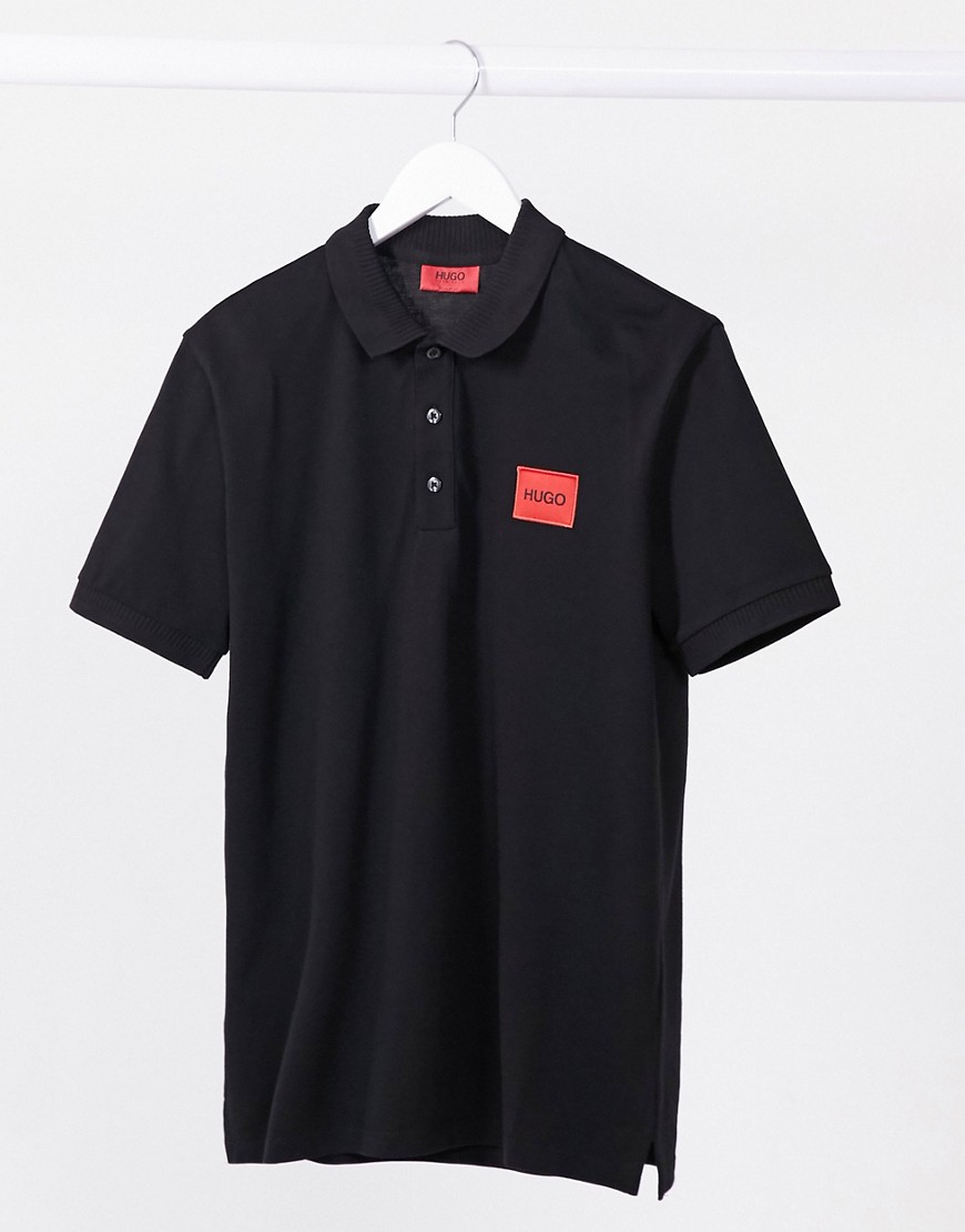 HUGO - Dereso - Poloshirt met contrasterend logovlak in zwart
