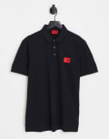 [Hugo Red] Hugo Dereso slim fit polo shirt in black S Black