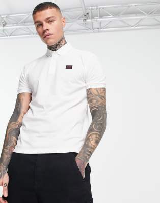 HUGO Dereso232 slim fit polo shirt in white