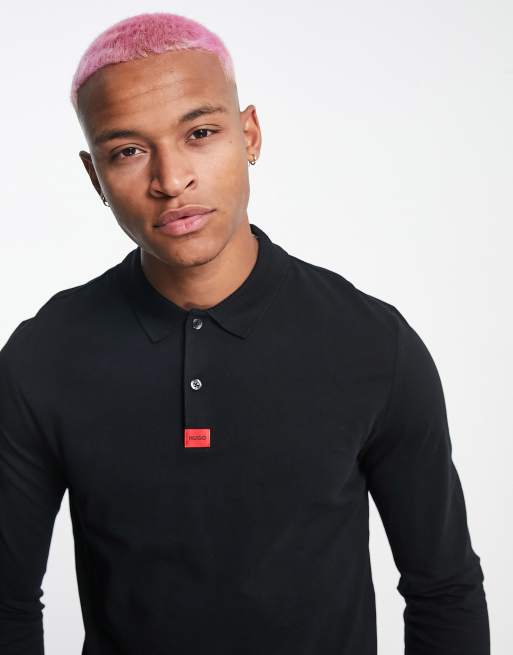 Black hugo boss on sale long sleeve polo
