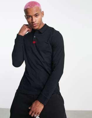 Hugo Deresolo long sleeve polo in black  - ASOS Price Checker