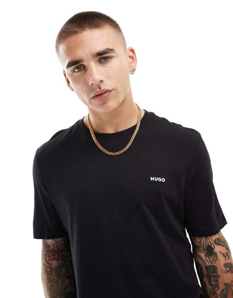 Hugo Dero small logo t-shirt in black  - BLACK