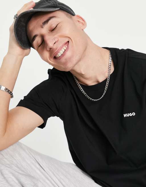 Hugo Dero small logo t-shirt in black , 3 of 4