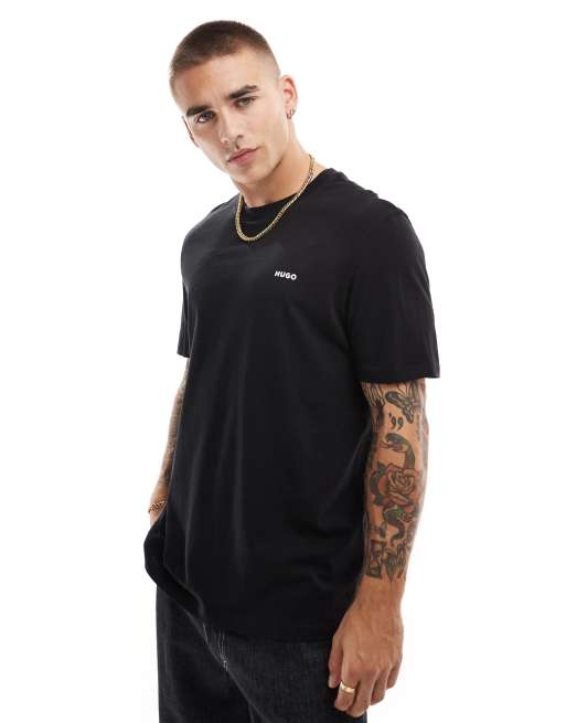 HUGO Dero small logo t-shirt in black, 2 of 4