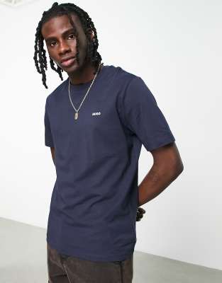 Hugo Dero small logo t-shirt in navy   - ASOS Price Checker