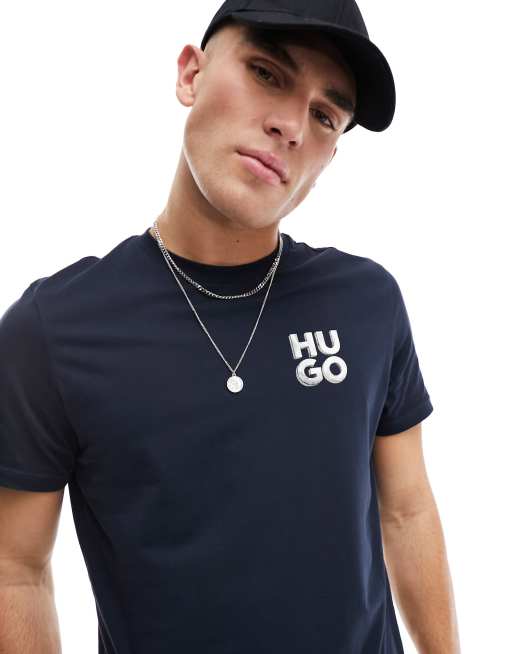 HUGO - Detzington241 - T-shirt in donkerblauw